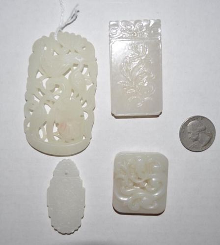 FOUR CHINESE CARVED JADE HARDSTONE 382c23