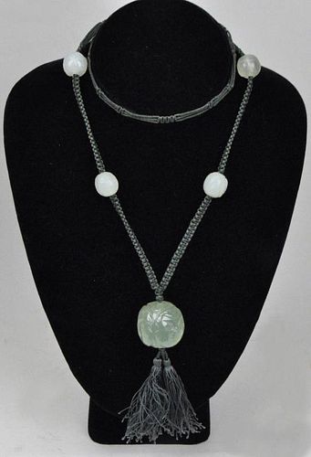 CHINESE CARVED JADE HARDSTONE NECKLACE1  382d2e