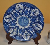 EARLY B/W DELFT POTTERY CHARGER & STANDwith