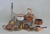 GROUP OF ELEVEN COPPER & BRASS KITCHEN