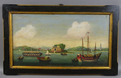 CHINESE EXPORT PAINTING SHIPS 383591