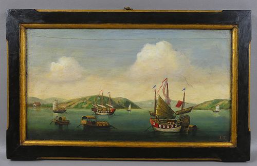 CHINESE EXPORT PAINTING SHIPS 383592
