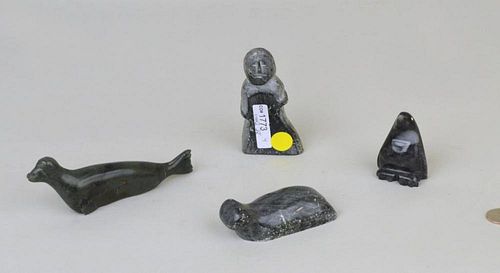 GROUP THREE CARVED SIGNED INUIT 38363b