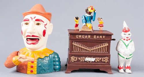 CAST IRON CIRCUS PERFORMERS BANKS  38620f
