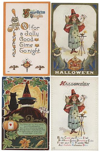 SEVEN HALLOWEEN POSTCARDS WITH 3864a6