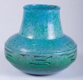 CHINESE POTTERY VASEGlazed in blue and