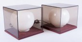 MID-CENTURY CUBE/ GLOBE LAMPS, PAIRWith