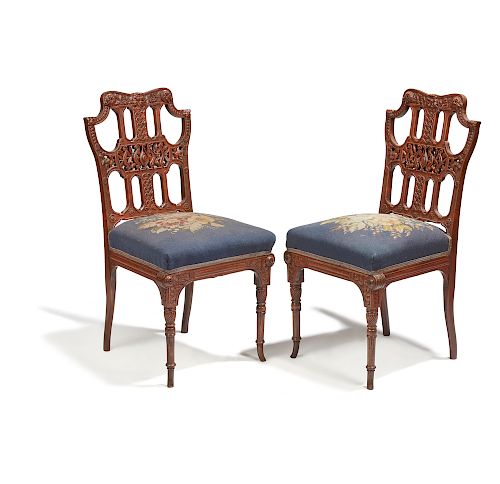 TWO AESTHETIC MOVEMENT SIDE CHAIRS  3869c7