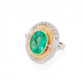 18K EMERALD DIAMOND RING18k emerald