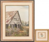 2 MARION COOK PAINTINGS, BARN IN FIELD