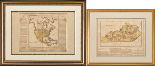 2 FRAMED HISTORICAL MAPS NORTH 38707c