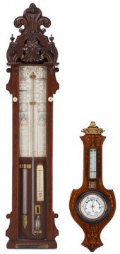 2 19TH C BAROMETERS MARQUETRY 3870b0