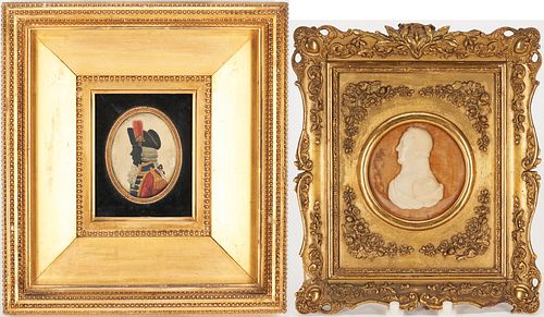 2 MILITARY PORTRAITS, WAX RELIEF
