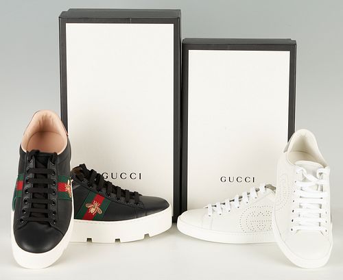 2 PAIRS OF GUCCI ACE LEATHER SNEAKERSTwo 387325