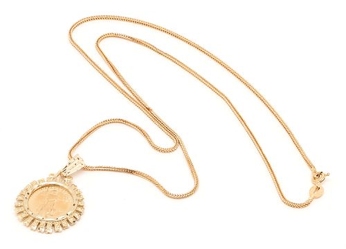 21K GOLD NECKLACE WITH 1 10 OZT 3874aa