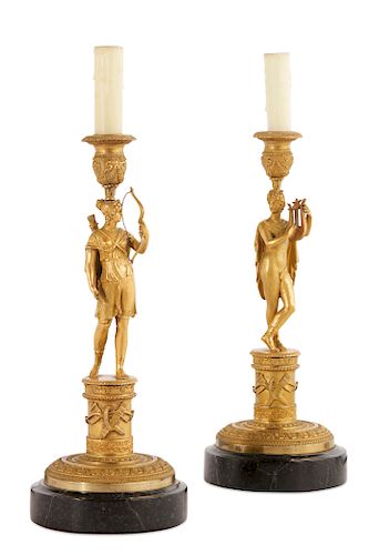 PAIR OF EMPIRE BRONZE FIGURAL CANDLESTICK 384f42