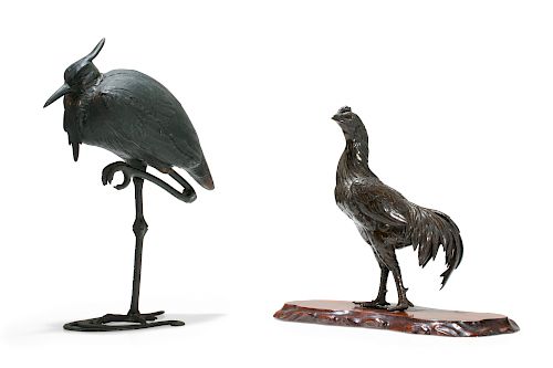 TWO JAPANESE PATINATED METAL MODELS 384fbb