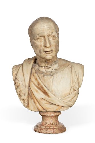 A ROMAN CARVED MARBLE BUST OF A 3850ed