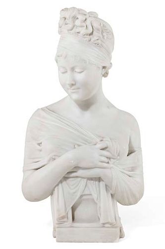 A FRENCH MARBLE BUST MADAME RECAMIER  385502