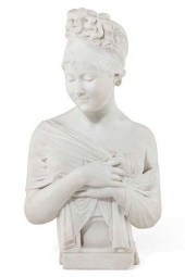 A FRENCH MARBLE BUST: MADAME RECAMIER,
