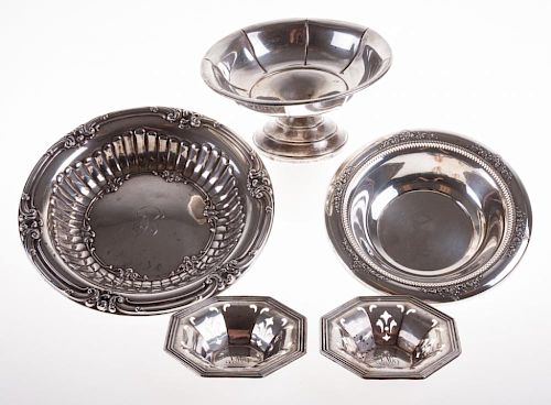 FOUR STERLING BOWLS AND ONE WEIGHTED 385795