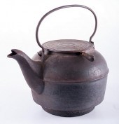 ANTIQUE CAST IRON KETTLE, DATED 1863Early
