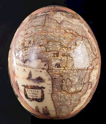 AFRICAN MAP DECOUPAGE OSTRICH EGGDecoupage 385ae5
