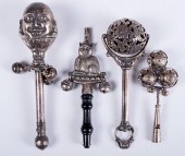 STERLING & SILVER PLATE BABY RATTLES