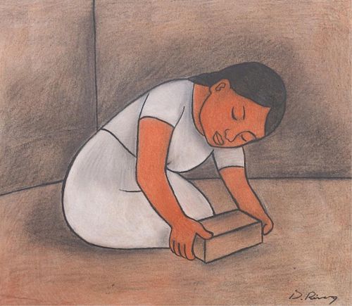 DIEGO RIVERA MURAL STUDY DRAWING 385c43