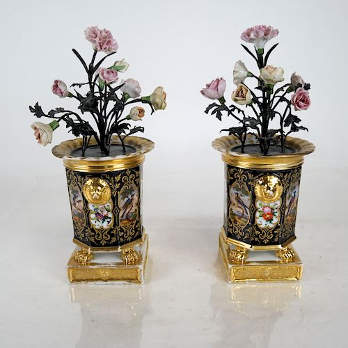 PAIR OF FRENCH PAINTED PORCELAIN 3884ff