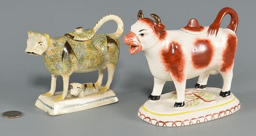 TWO STAFFORDSHIRE COW CREAMERS 3888cc