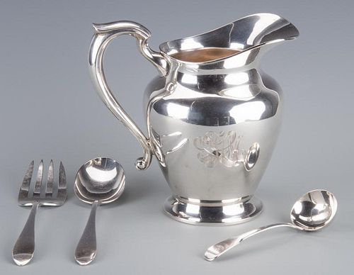 STERLING PITCHER AND 3 PCS FLATWARE1st 38894f