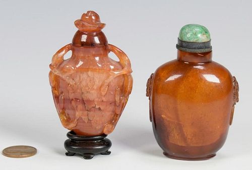 2 CHINESE SNUFF BOTTLES INC AMBER1st 388aff