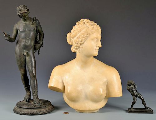 3 CLASSICAL SCULPTURES, MARBLE
