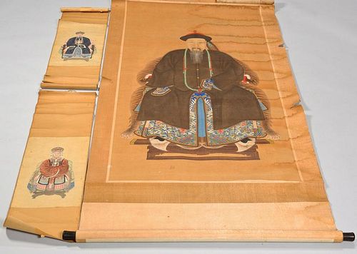 3 CHINESE ANCESTRAL SCROLLS INCL  3893ad