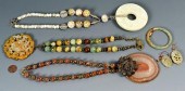 ASIAN JEWELRY, 3 NECKLACES, EARRINGS,
