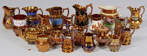 GROUP COPPER LUSTERWARE 20 PIECESGrouping 3899f5