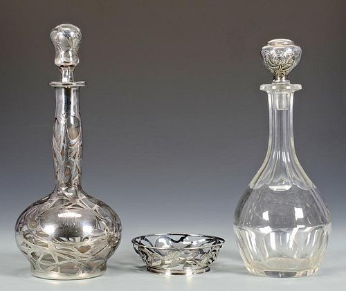 SILVER GLASS DECANTERS BOWL 389a41