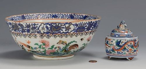 CHINESE PORCELAIN BOWL AND CENSER1st 389aa2