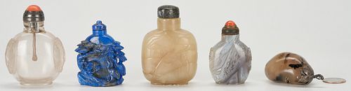 5 CARVED ASIAN SNUFF BOTTLES INCL  387809