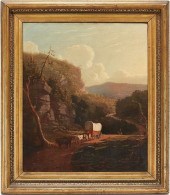 WESTERN NC MOUNTAIN LANDSCAPE WITH WAGON