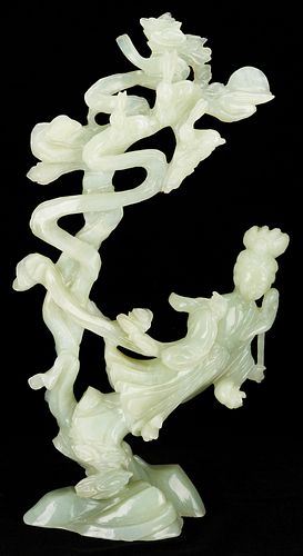LARGE CHINESE FIGURAL JADE CARVING 3878e6