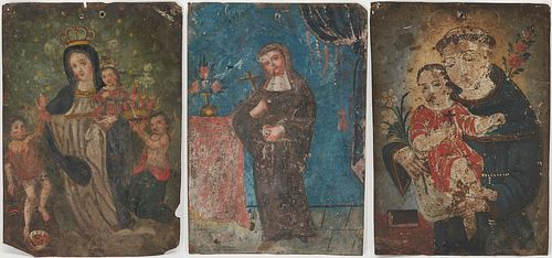 3 EARLY MEXICAN RETABLOS OUR LADY 3879c8