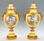 LARGE PAIR OF SEVRES STYLE BRONZE MOUNTED
