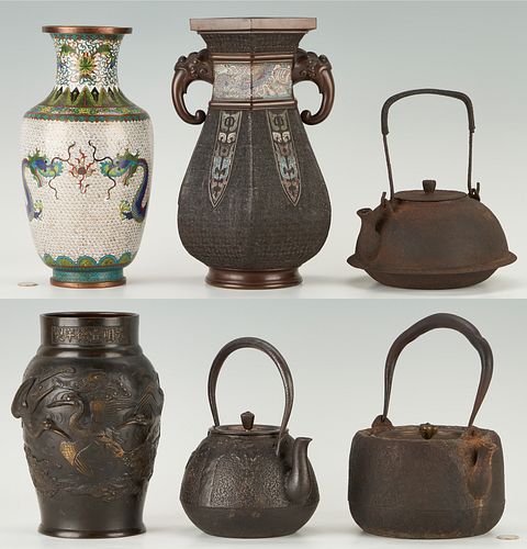 6 VESSELS, CHINESE VASES & JAPANESE