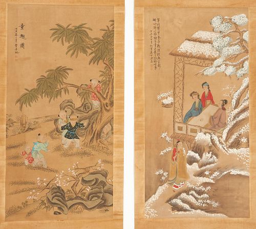 PAIR OF CHINESE SCROLL PAINTINGS  387c65