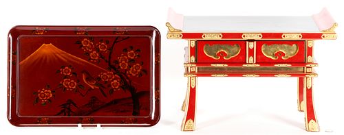 2 JAPANESE LACQUERED ITEMS MINIATURE 387d55