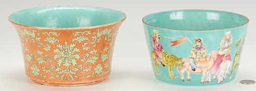 TWO 2 CHINESE TURQUOISE GLAZED 387f1b