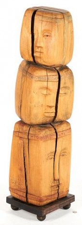 LARGE TALL OLEN BRYANT WOOD SCULPTURE  38827a