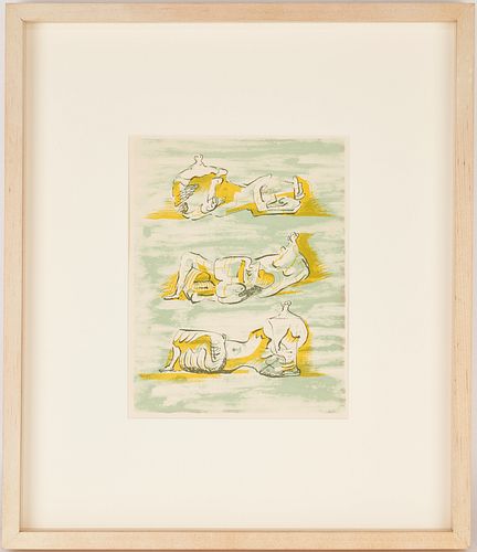 EXHIBITED HENRY SPENCER MOORE LITHOGRAPH  38829b